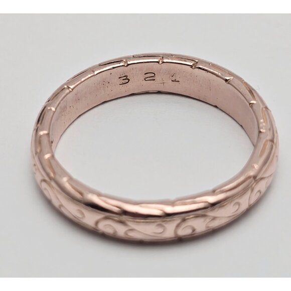 Beautiful 14K Karat Solid Rose Gold Designer Textured Wedding Ring Band - Size 8 - Picture 9 of 13